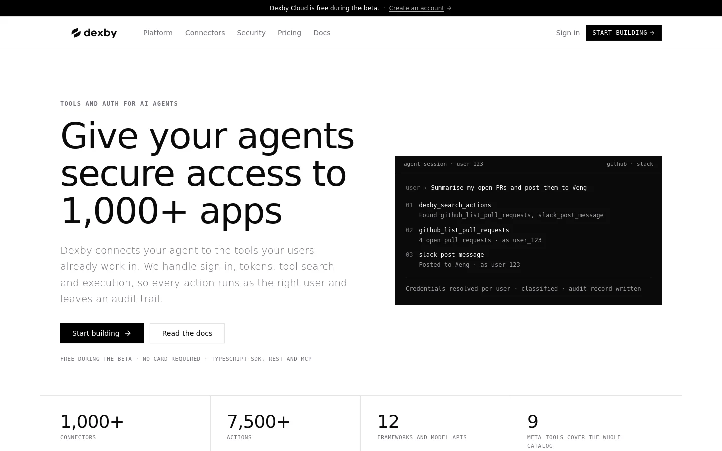 Dexby desktop homepage screenshot